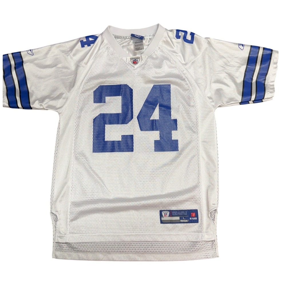 Reebok Dallas Cowboys Marion Barber 24 NFL Youth Large Jersey White Blue‎ Mesh